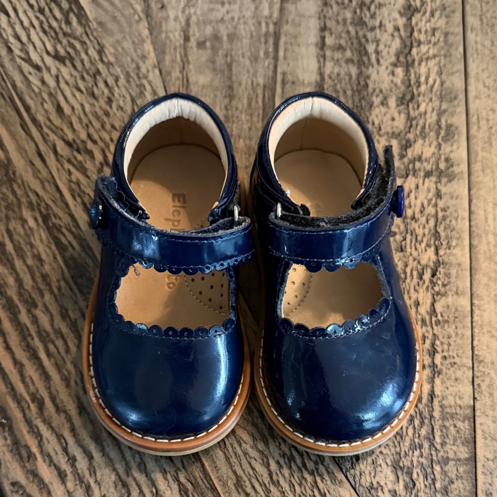 Elephantito Patent Navy Mary Jane Toddler Shoes